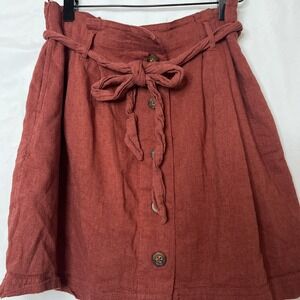Hollister burnt orange ultra high rise paper bag skirt size M